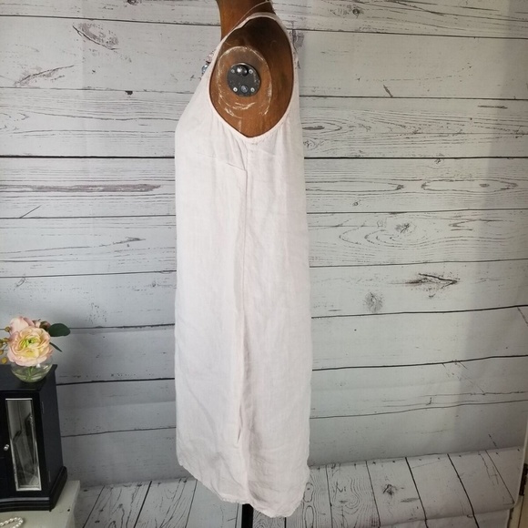 St. Tropez Pink Sleeveless Dress 100% linen Small - Picture 4 of 5